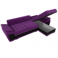 Угловой диван Нэстор (микровельвет фиолетовый чёрный) - Изображение 2